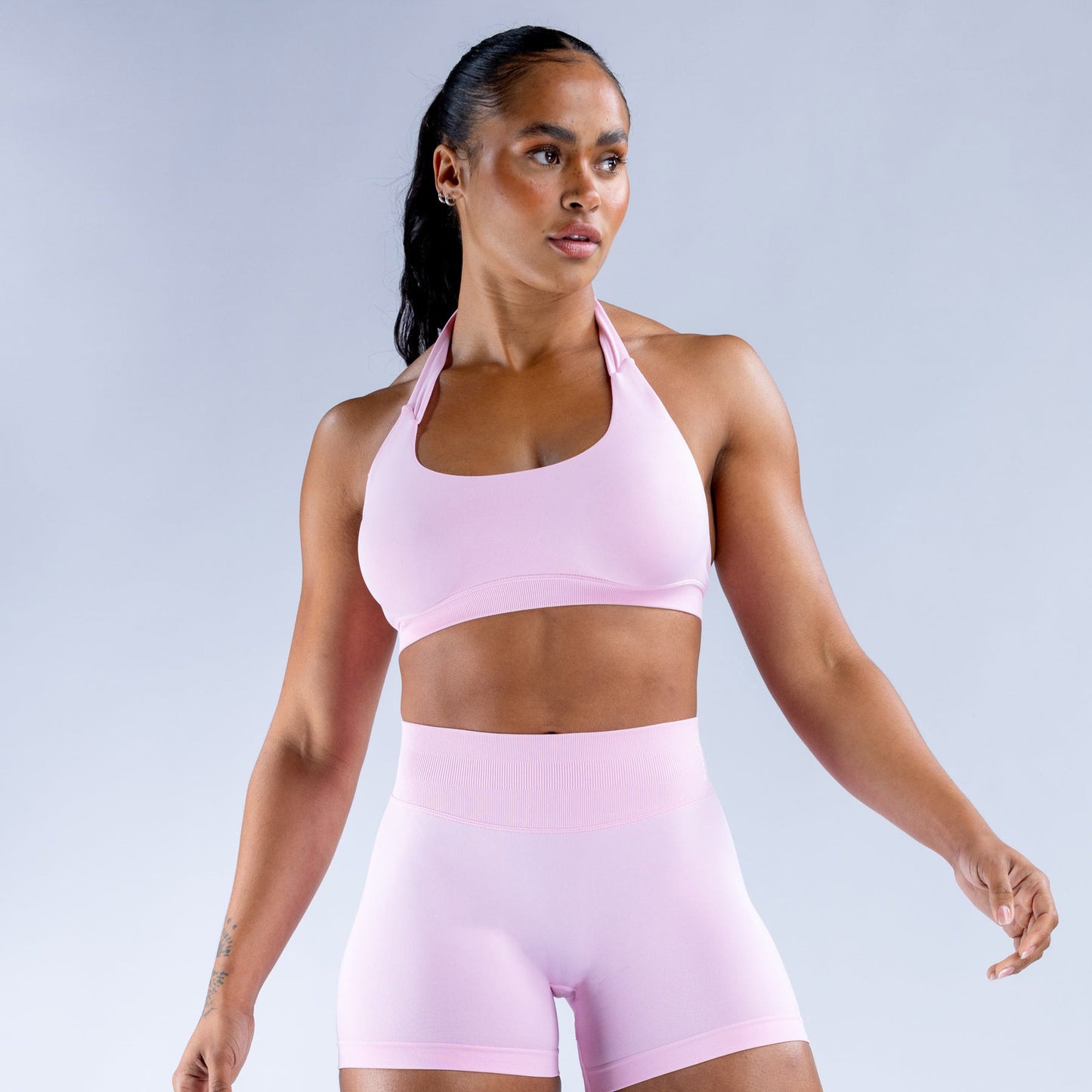 Sculpt Halter Neck Sports Bra - Bare Rose