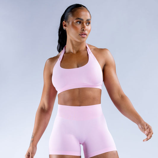 Sculpt Halter Neck Sports Bra - Bare Rose